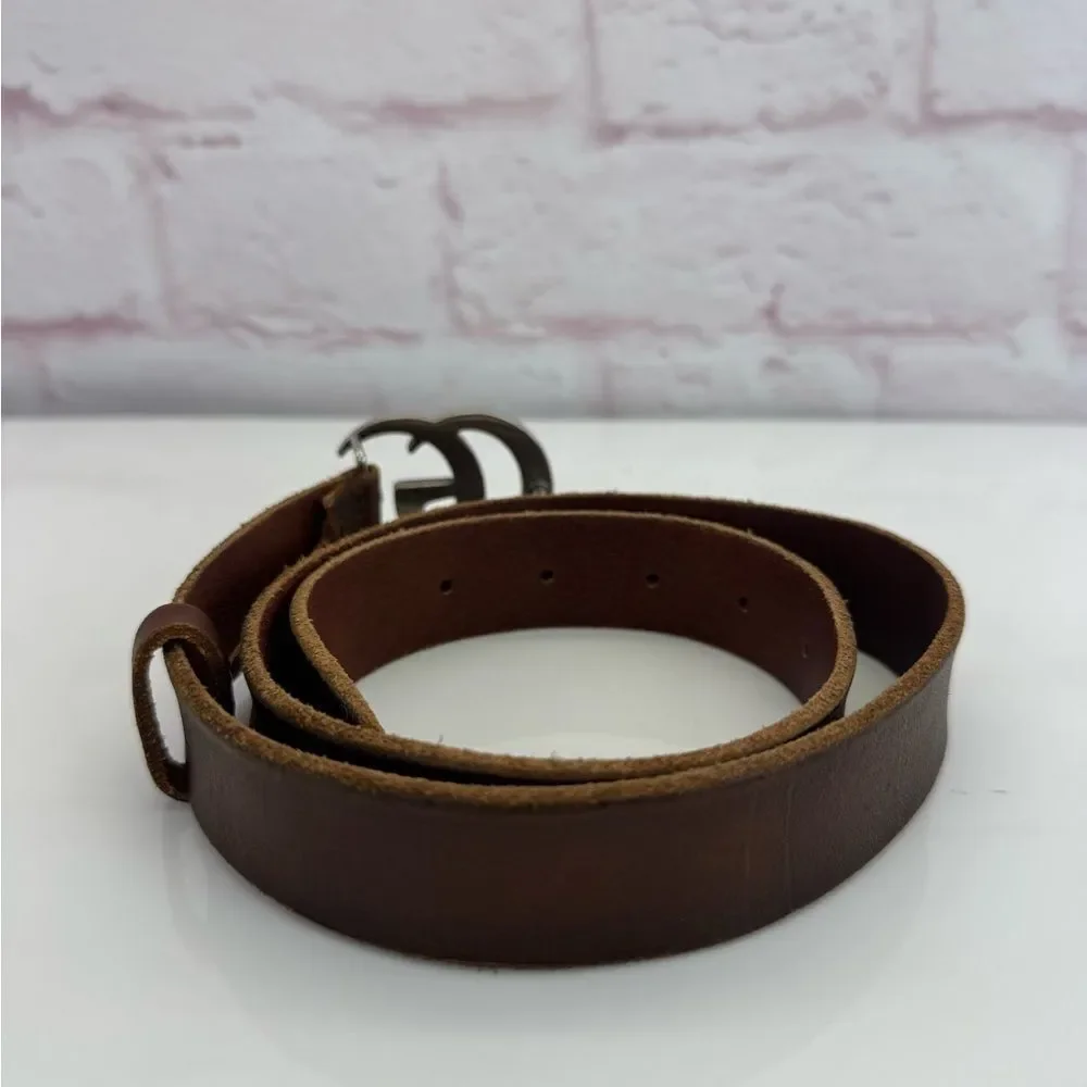 Authentic Gucci Distressed Raw Edge Brown Leather Belt 414516 75/30